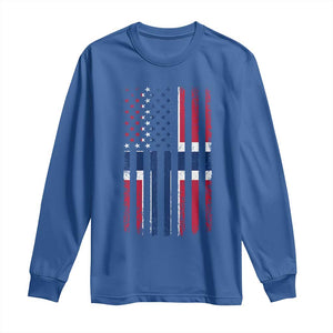 Norwegian Roots Half American Flag USA Norway Pride Long Sleeve Shirt TS14 Royal Blue Print Your Wear