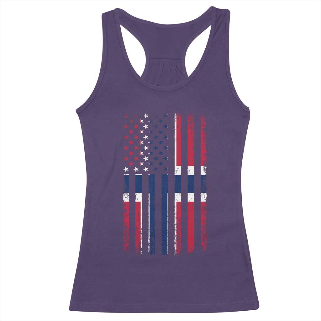Norwegian Roots Half American Flag USA Norway Pride Racerback Tank Top TS14 Purple Print Your Wear