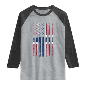 Norwegian Roots Half American Flag USA Norway Pride Raglan Shirt TS14 Heather Gray Heather Charcoal Print Your Wear