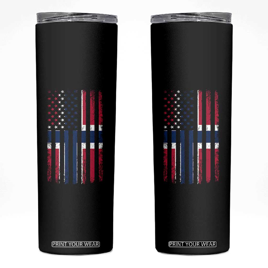 Norwegian Roots Half American Flag USA Norway Pride Skinny Tumbler TS14 Black Print Your Wear