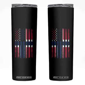 Norwegian Roots Half American Flag USA Norway Pride Skinny Tumbler TS14 Black Print Your Wear