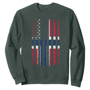 Norwegian Roots Half American Flag USA Norway Pride Sweatshirt TS14 Dark Forest Green Print Your Wear