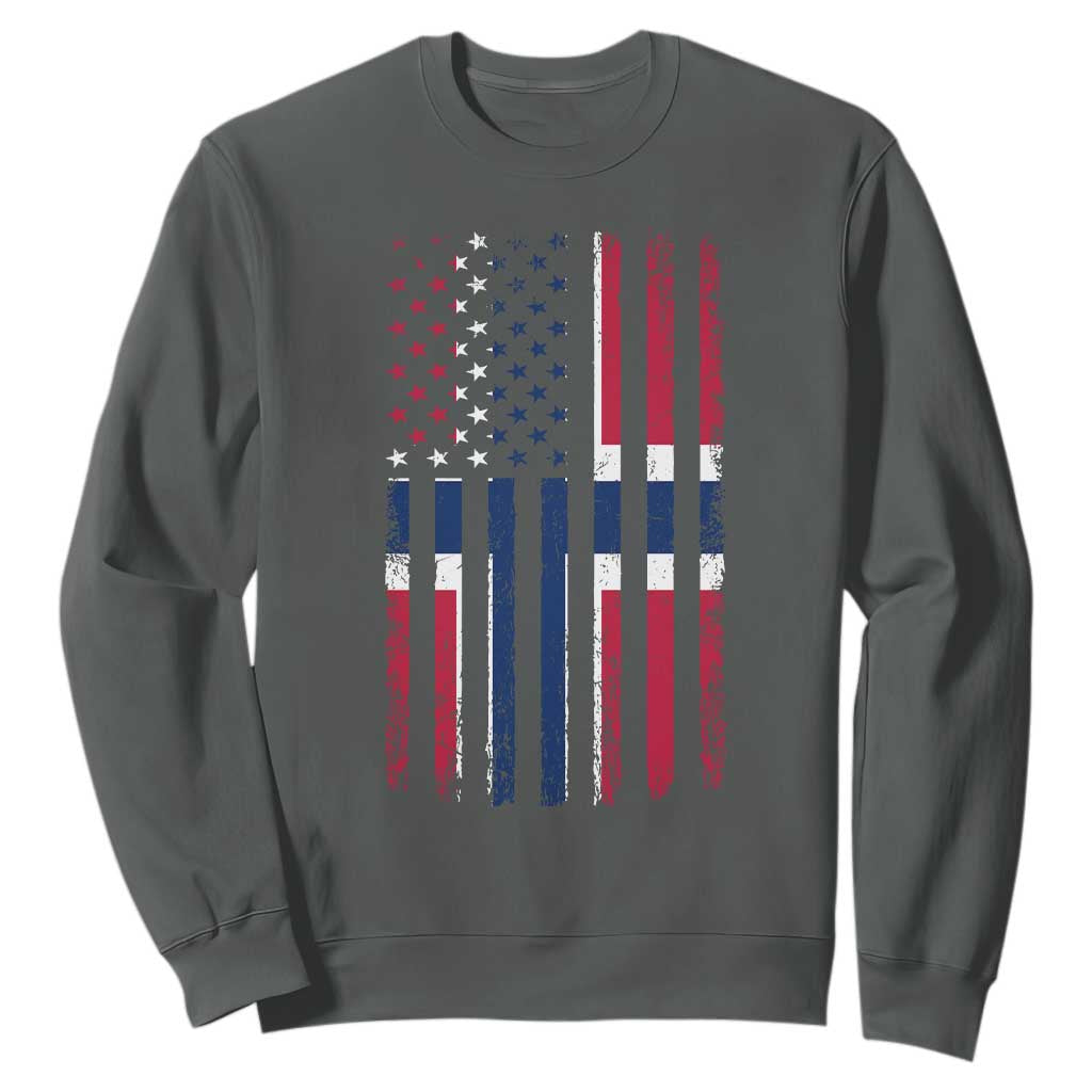 Norwegian Roots Half American Flag USA Norway Pride Sweatshirt TS14 Dark Heather Print Your Wear
