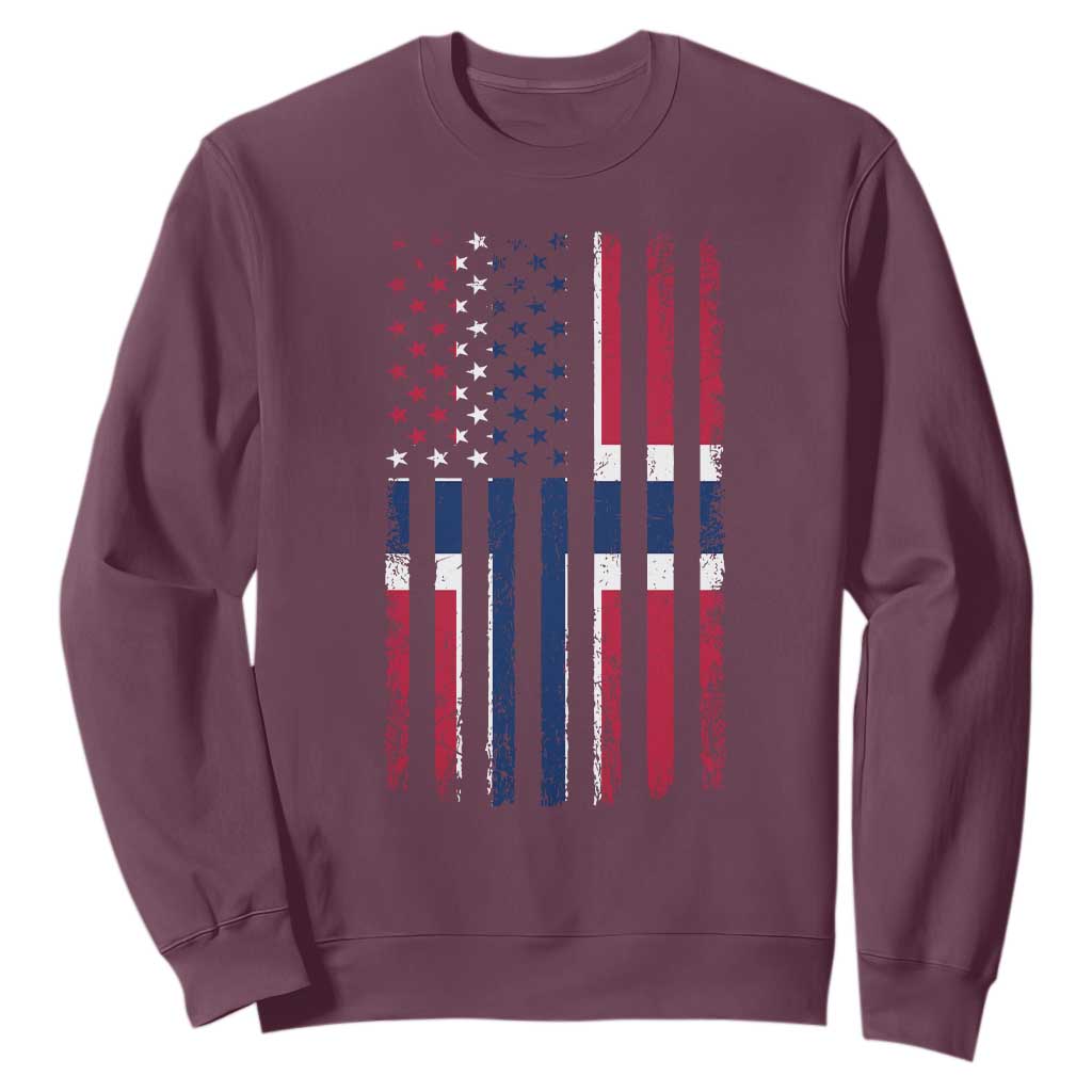 Norwegian Roots Half American Flag USA Norway Pride Sweatshirt TS14 Maroon Print Your Wear