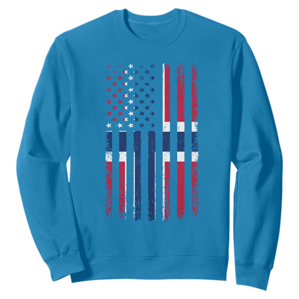 Norwegian Roots Half American Flag USA Norway Pride Sweatshirt TS14 Sapphire Print Your Wear