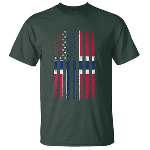 Norwegian Roots Half American Flag USA Norway Pride T Shirt TS14 Dark Forest Green Print Your Wear