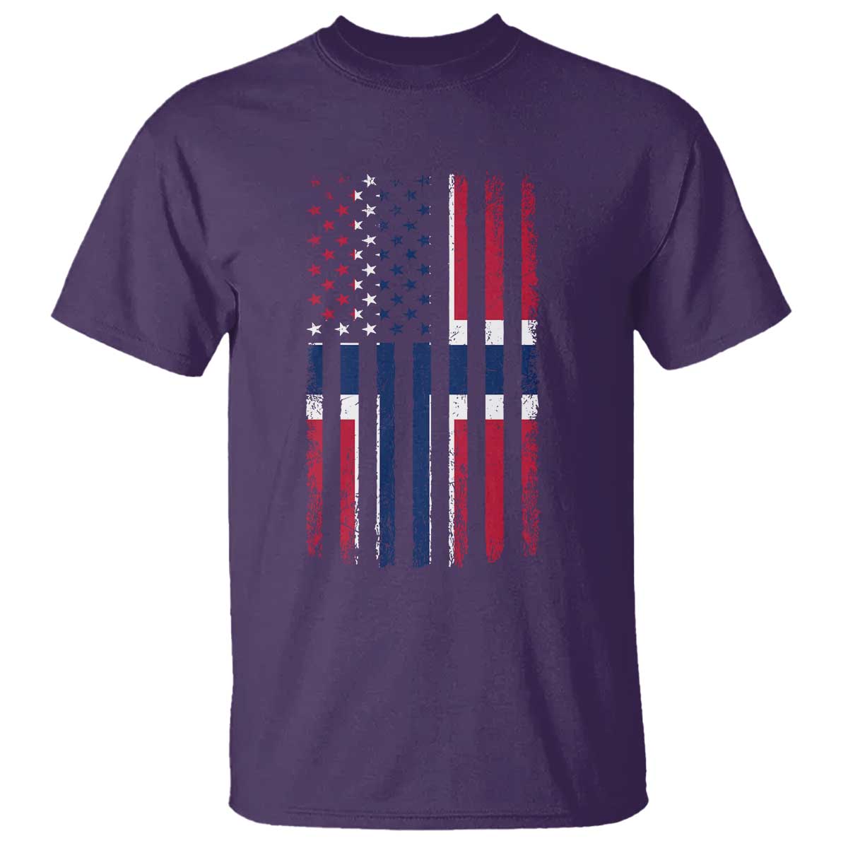 Norwegian Roots Half American Flag USA Norway Pride T Shirt TS14 Purple Print Your Wear