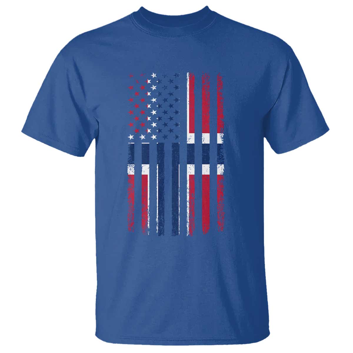 Norwegian Roots Half American Flag USA Norway Pride T Shirt TS14 Royal Blue Print Your Wear
