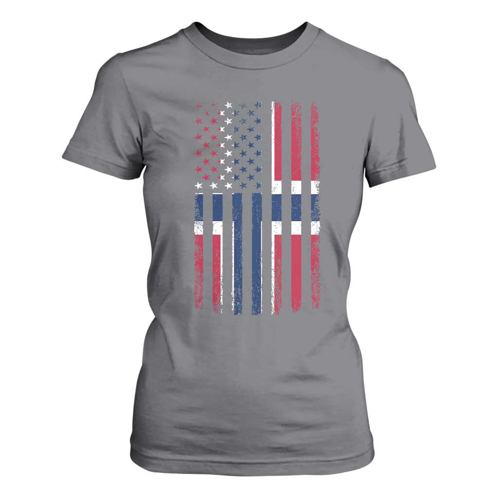 Norwegian Roots Half American Flag USA Norway Pride T Shirt For Women TS14 Charcoal Print Your Wear
