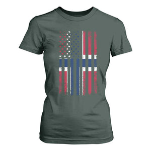 Norwegian Roots Half American Flag USA Norway Pride T Shirt For Women TS14 Dark Forest Green Print Your Wear