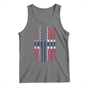 Norwegian Roots Half American Flag USA Norway Pride Tank Top TS14 Black Heather Print Your Wear