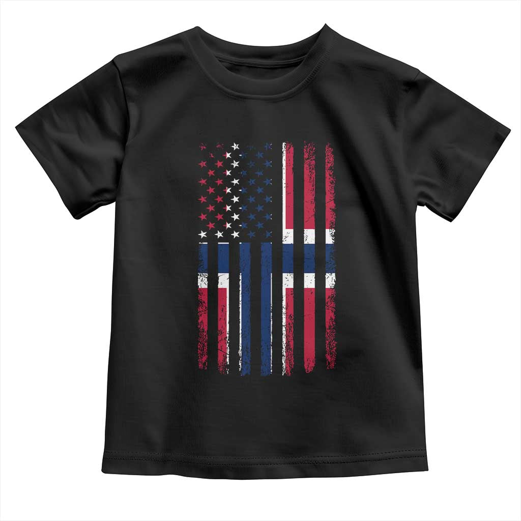 Norwegian Roots Half American Flag USA Norway Pride Toddler T Shirt TS14 Black Print Your Wear