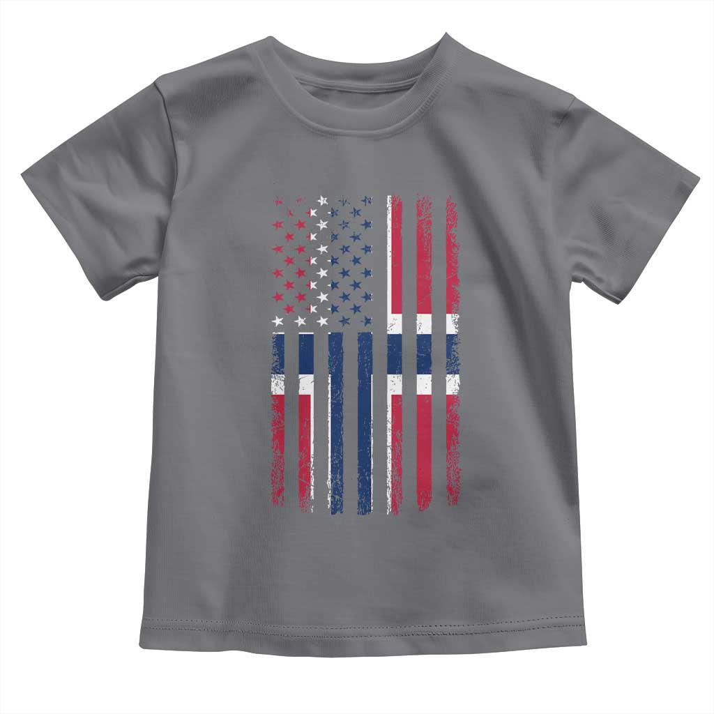 Norwegian Roots Half American Flag USA Norway Pride Toddler T Shirt TS14 Charcoal Print Your Wear