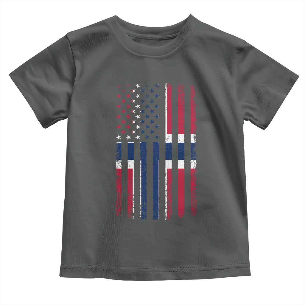Norwegian Roots Half American Flag USA Norway Pride Toddler T Shirt TS14 Dark Heather Print Your Wear