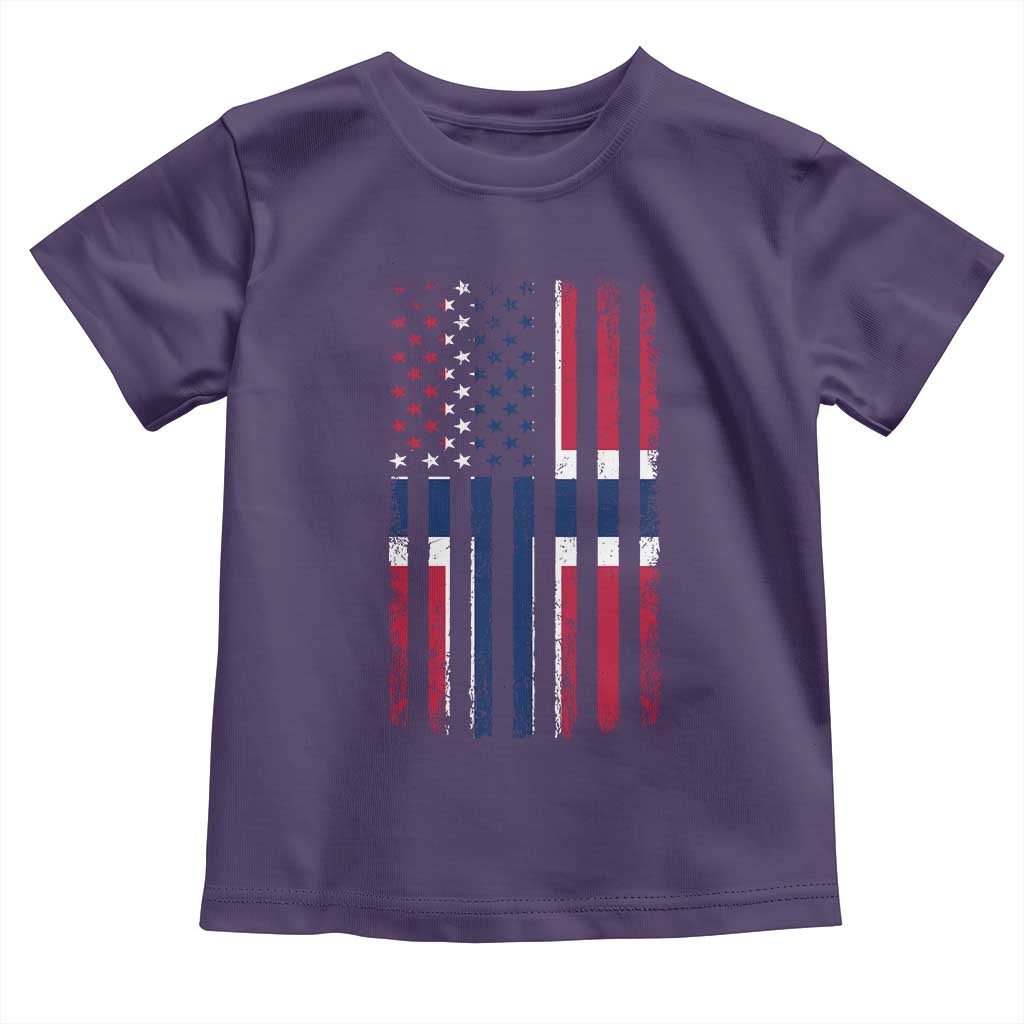 Norwegian Roots Half American Flag USA Norway Pride Toddler T Shirt TS14 Purple Print Your Wear