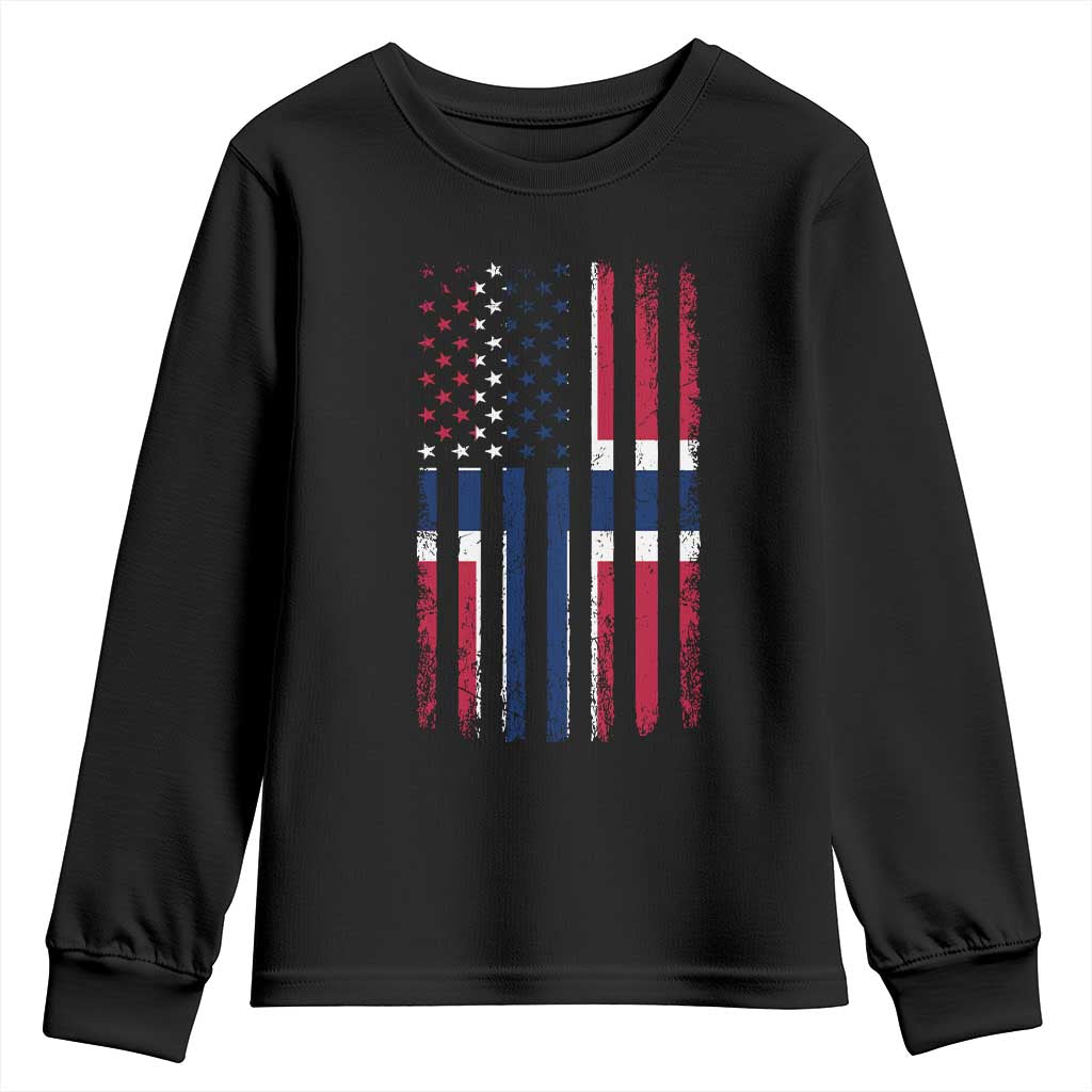 Norwegian Roots Half American Flag USA Norway Pride Youth Sweatshirt TS14 Black Print Your Wear