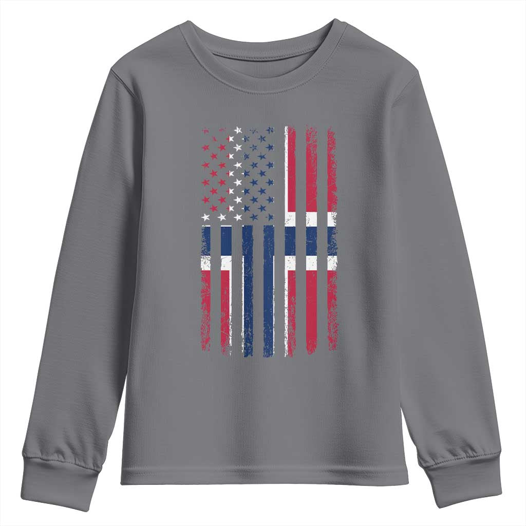 Norwegian Roots Half American Flag USA Norway Pride Youth Sweatshirt TS14 Charcoal Print Your Wear