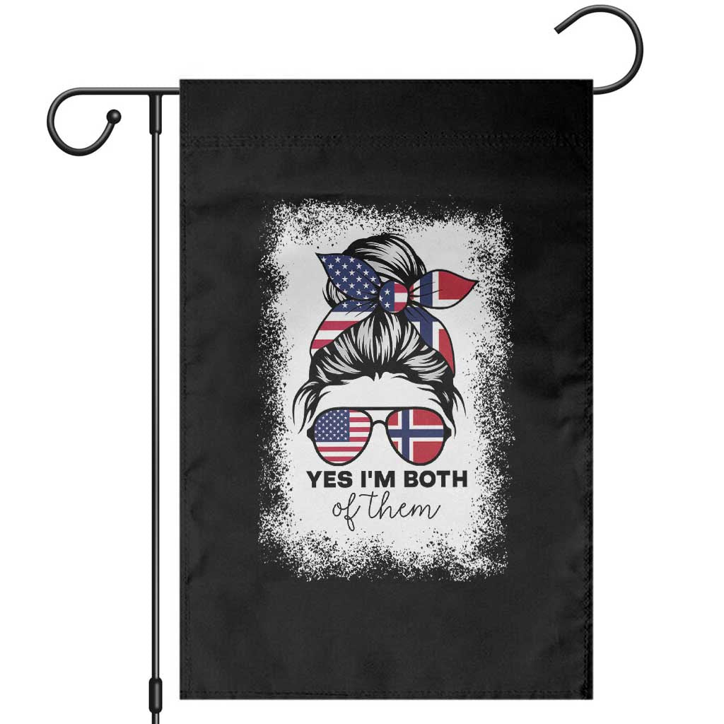 Yes I'm Both of Them Half Norwegian American Garden Flag TS14 Black Print Your Wear