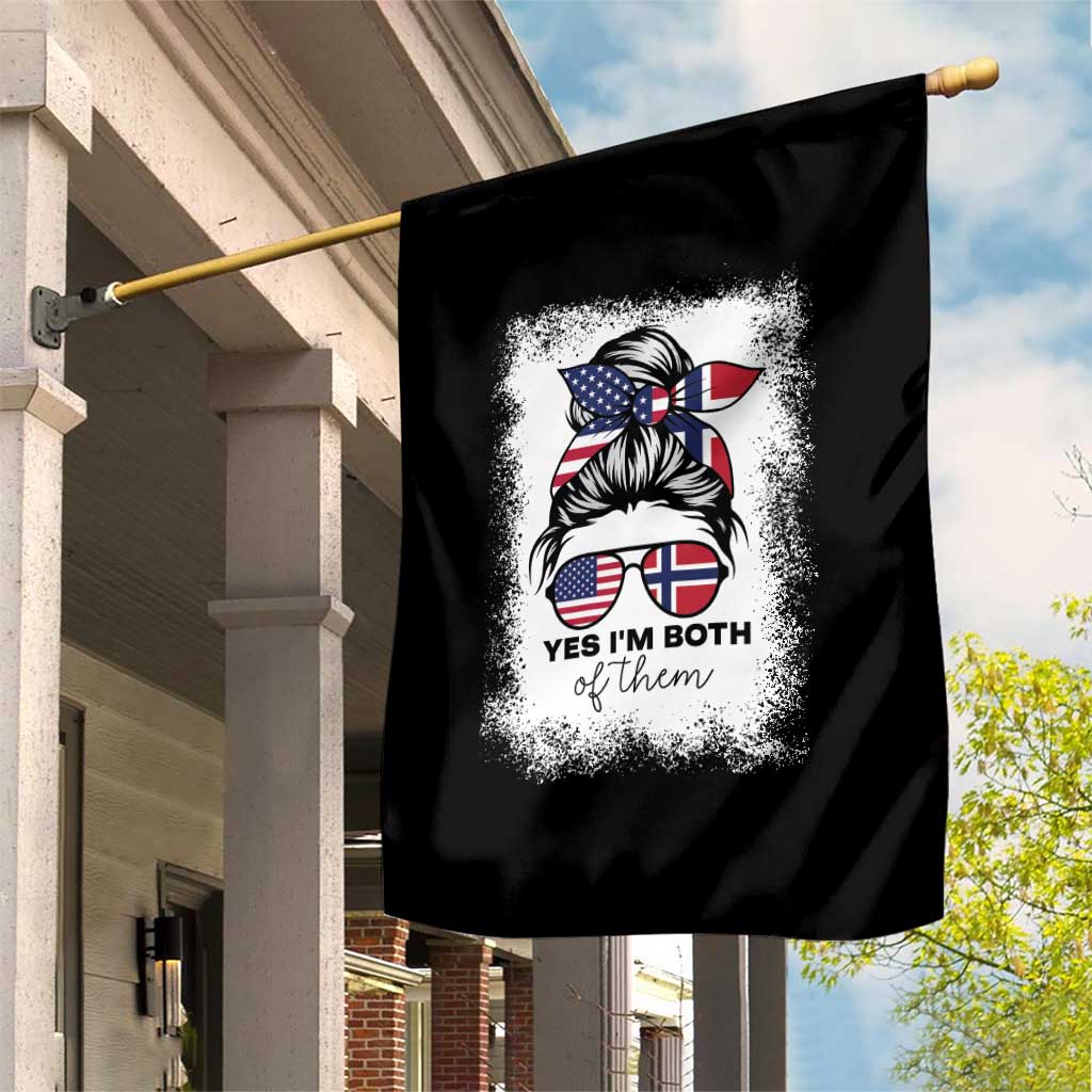 Yes I'm Both of Them Half Norwegian American Garden Flag TS14 Print Your Wear