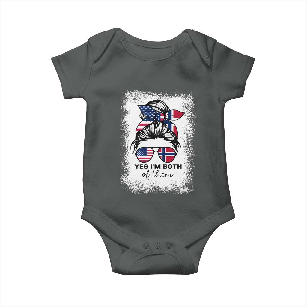 Yes I'm Both of Them Half Norwegian American Baby Onesie TS14 Dark Heather Print Your Wear