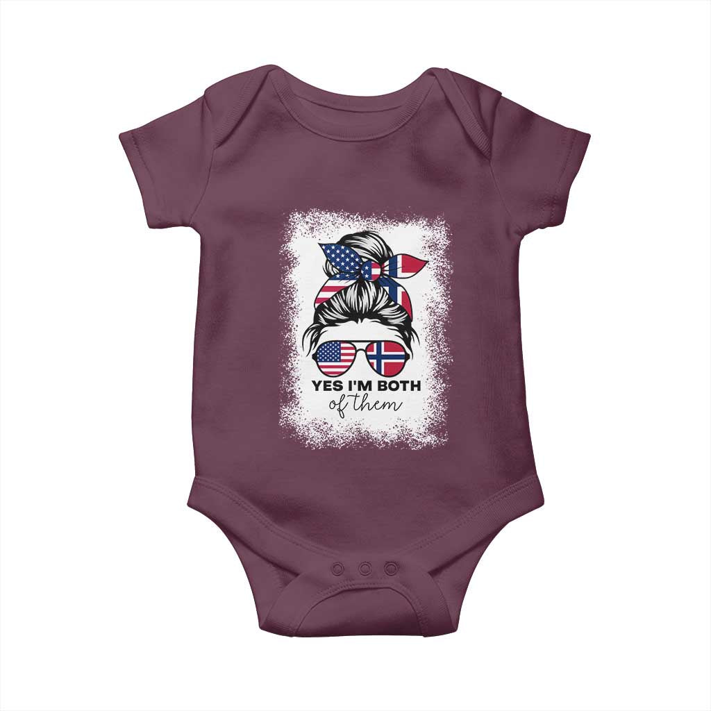 Yes I'm Both of Them Half Norwegian American Baby Onesie TS14 Maroon Print Your Wear