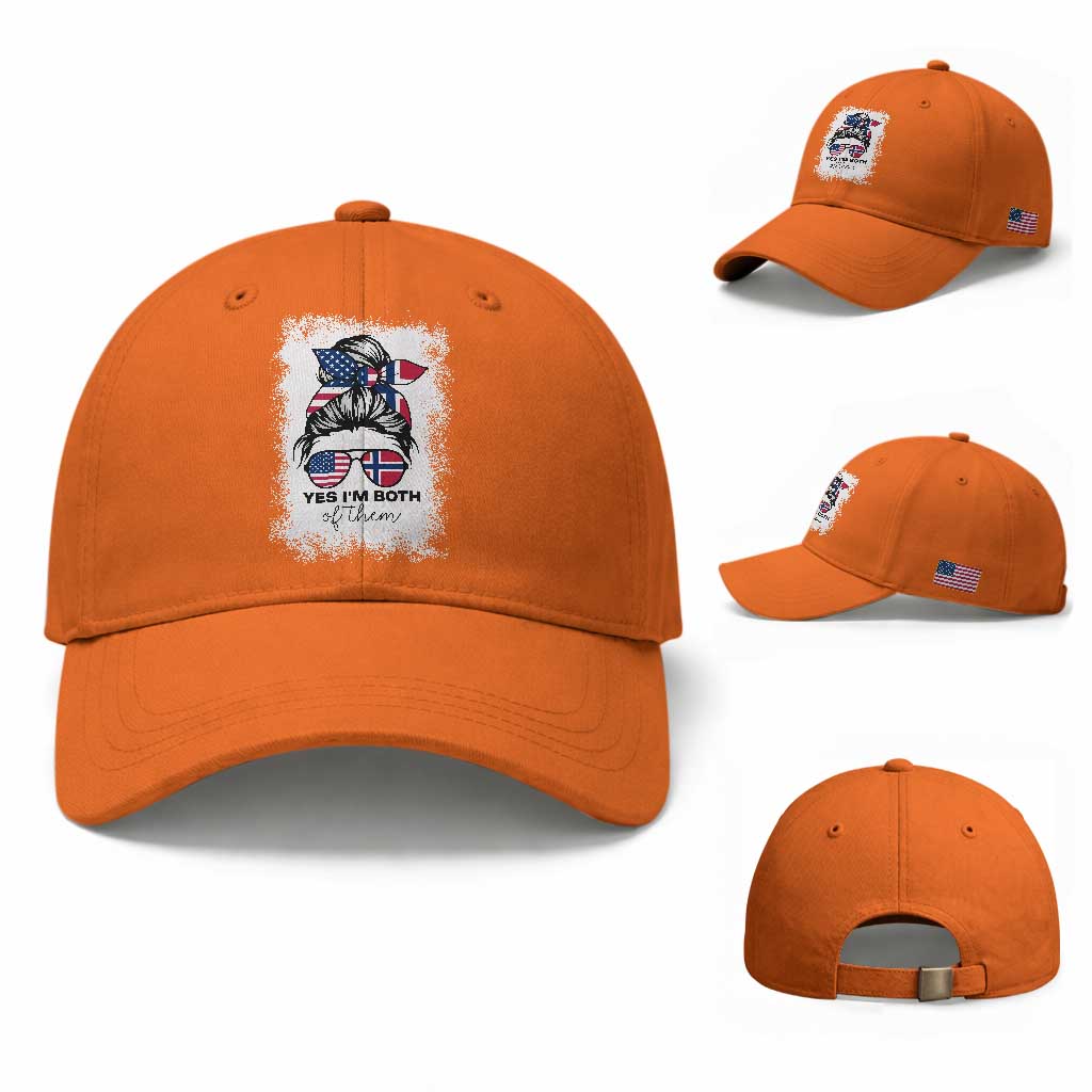 Yes I'm Both of Them Half Norwegian American Baseball Cap TS14 Baseball Cap Universal Fit Orange Print Your Wear