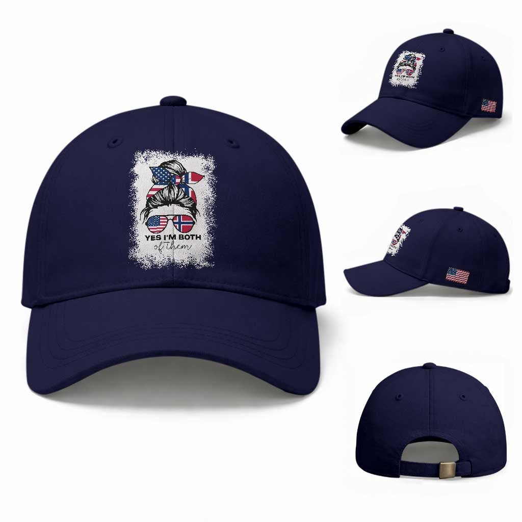 Yes I'm Both of Them Half Norwegian American Baseball Cap TS14 Baseball Cap Universal Fit Dark Blue Print Your Wear