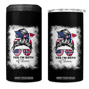 Yes I'm Both of Them Half Norwegian American 4 in 1 Can Cooler Tumbler TS14 One Size: 16 oz Black Print Your Wear