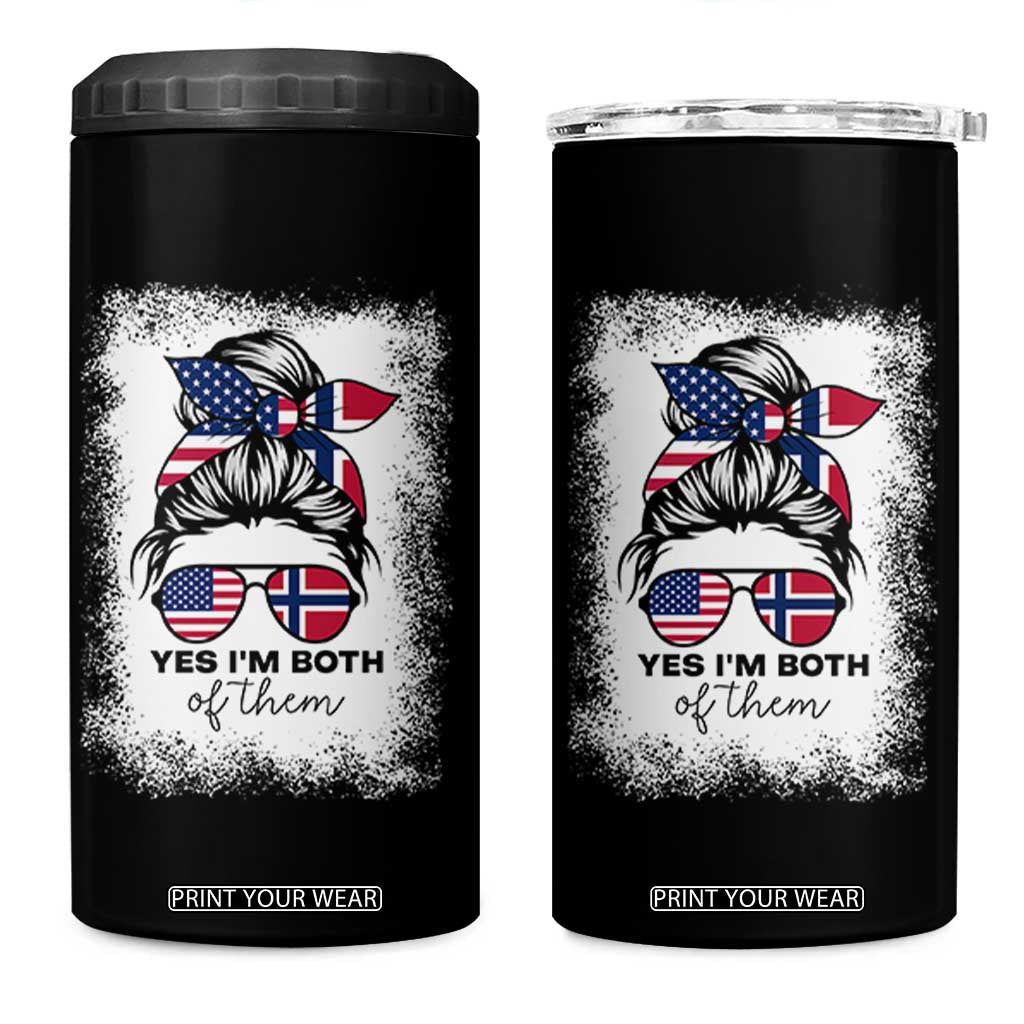 Yes I'm Both of Them Half Norwegian American 4 in 1 Can Cooler Tumbler TS14 One Size: 16 oz Black Print Your Wear