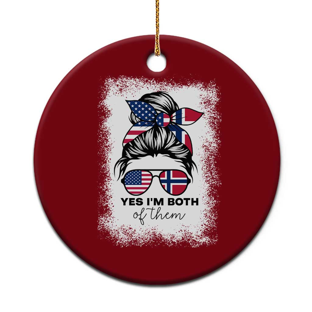 Yes I'm Both of Them Half Norwegian American Ceramic Ornament TS14 1pc Red Print Your Wear