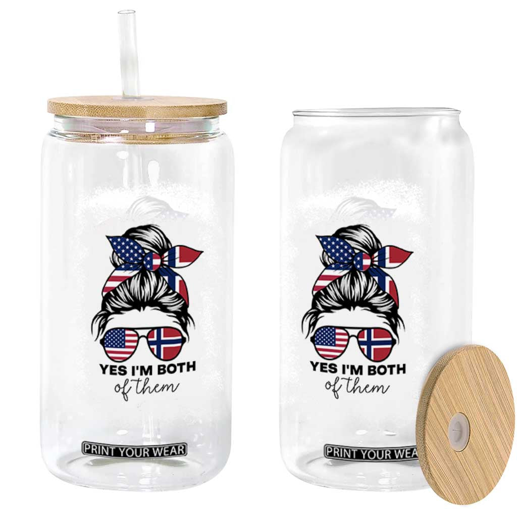 Yes I'm Both of Them Half Norwegian American Glass Can TS14 Print Your Wear