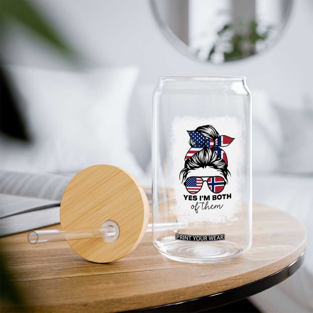 Yes I'm Both of Them Half Norwegian American Glass Can TS14 Print Your Wear