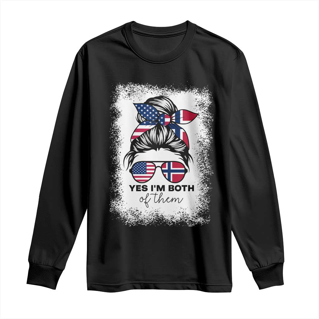 Yes I'm Both of Them Half Norwegian American Long Sleeve Shirt TS14 Black Print Your Wear