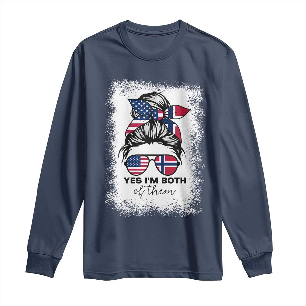 Yes I'm Both of Them Half Norwegian American Long Sleeve Shirt TS14 Navy Print Your Wear