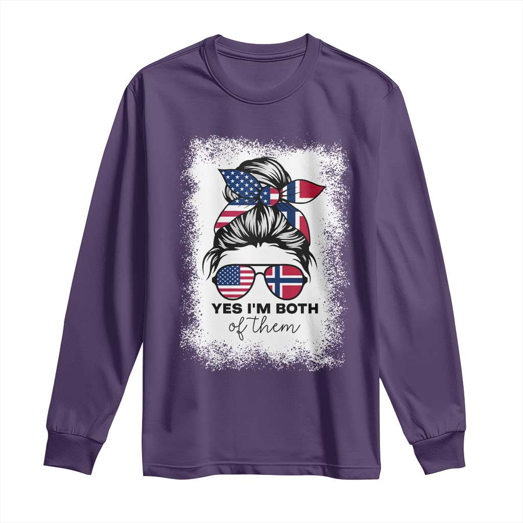 Yes I'm Both of Them Half Norwegian American Long Sleeve Shirt TS14 Purple Print Your Wear