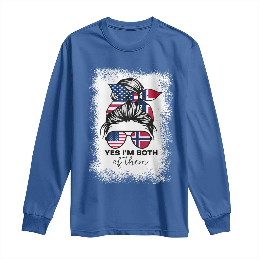 Yes I'm Both of Them Half Norwegian American Long Sleeve Shirt TS14 Royal Blue Print Your Wear