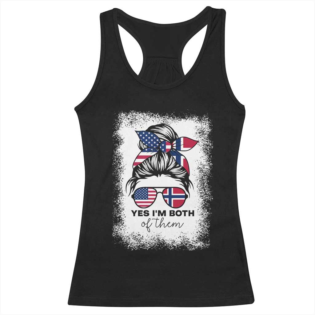 Yes I'm Both of Them Half Norwegian American Racerback Tank Top TS14 Black Print Your Wear