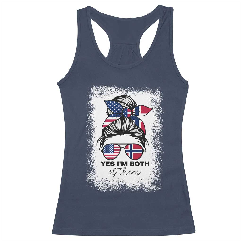 Yes I'm Both of Them Half Norwegian American Racerback Tank Top TS14 Navy Print Your Wear
