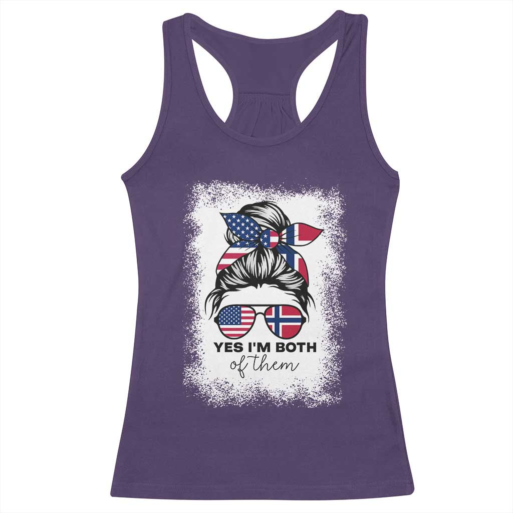 Yes I'm Both of Them Half Norwegian American Racerback Tank Top TS14 Purple Print Your Wear