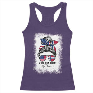 Yes I'm Both of Them Half Norwegian American Racerback Tank Top TS14 Purple Print Your Wear
