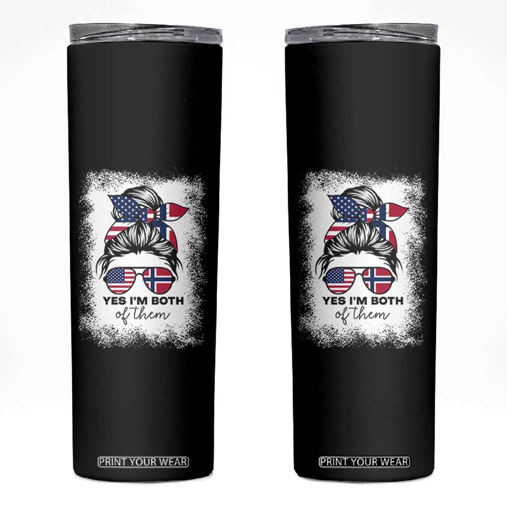 Yes I'm Both of Them Half Norwegian American Skinny Tumbler TS14 Black Print Your Wear