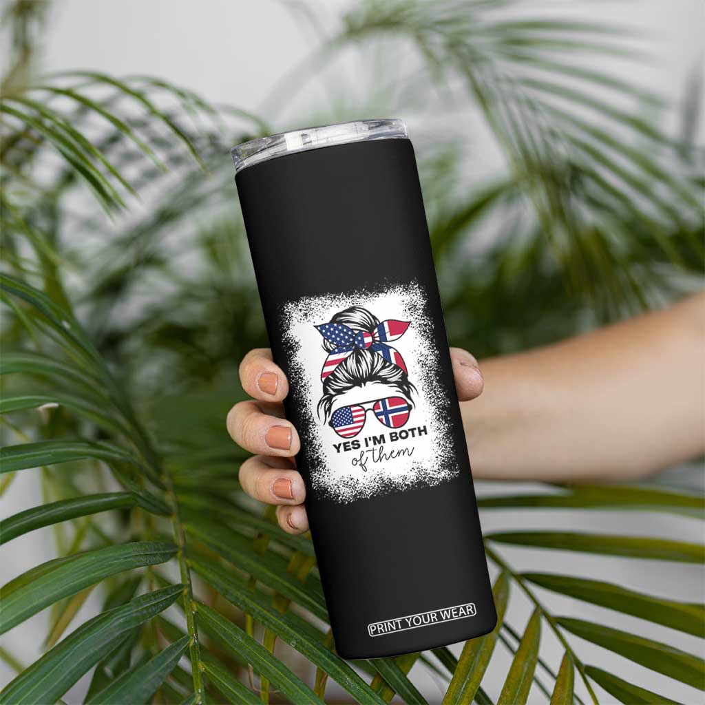 Yes I'm Both of Them Half Norwegian American Skinny Tumbler TS14 Print Your Wear