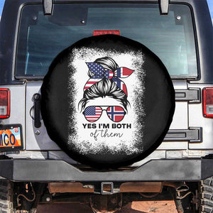 Yes I'm Both of Them Half Norwegian American Spare Tire Cover TS14 No hole Black Print Your Wear