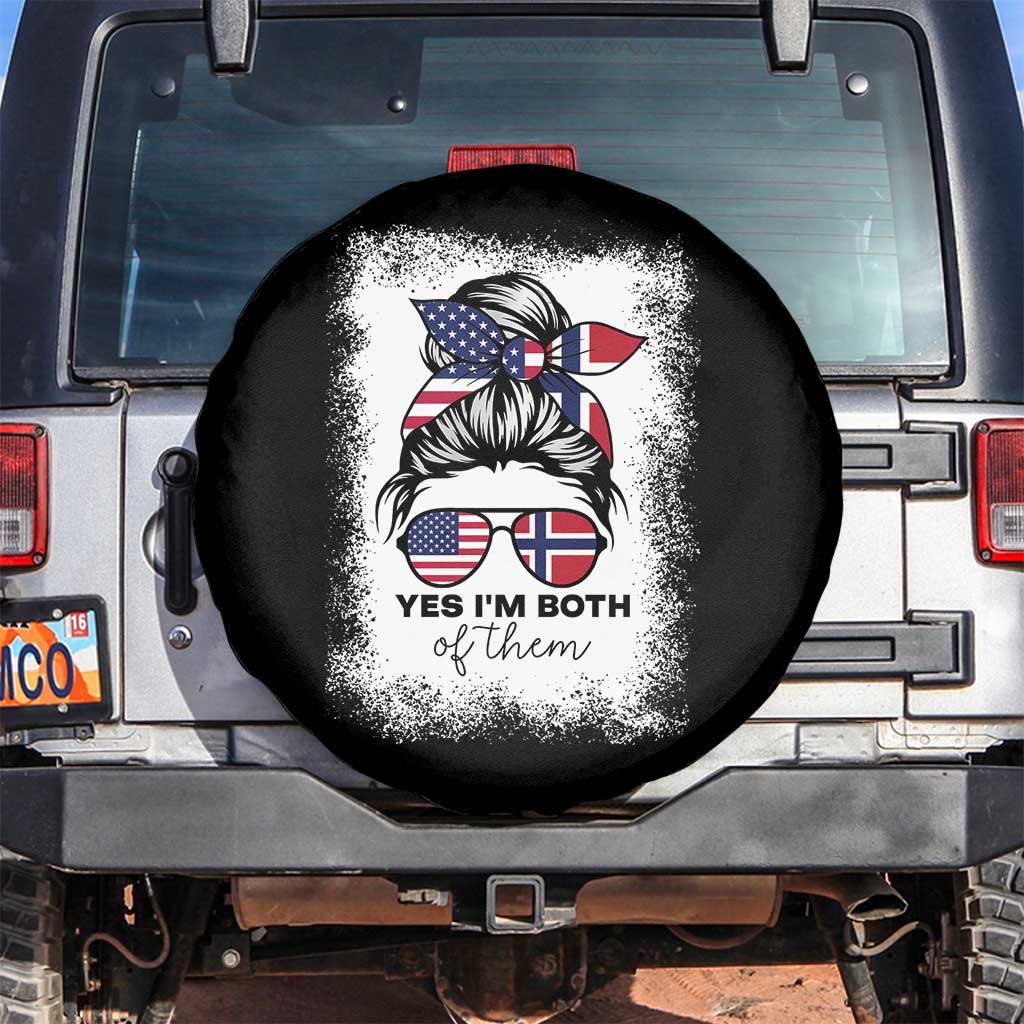 Yes I'm Both of Them Half Norwegian American Spare Tire Cover TS14 No hole Black Print Your Wear