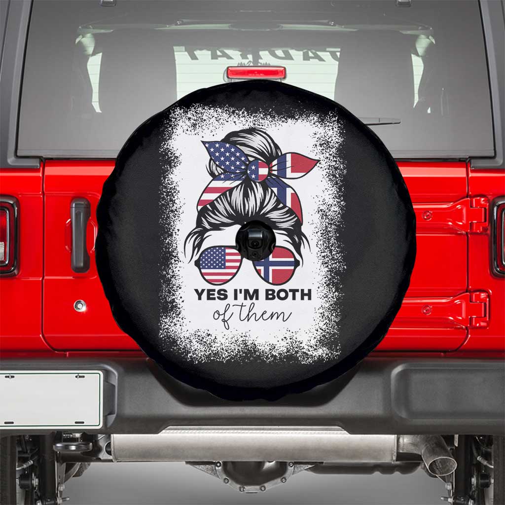 Yes I'm Both of Them Half Norwegian American Spare Tire Cover TS14 Black Print Your Wear