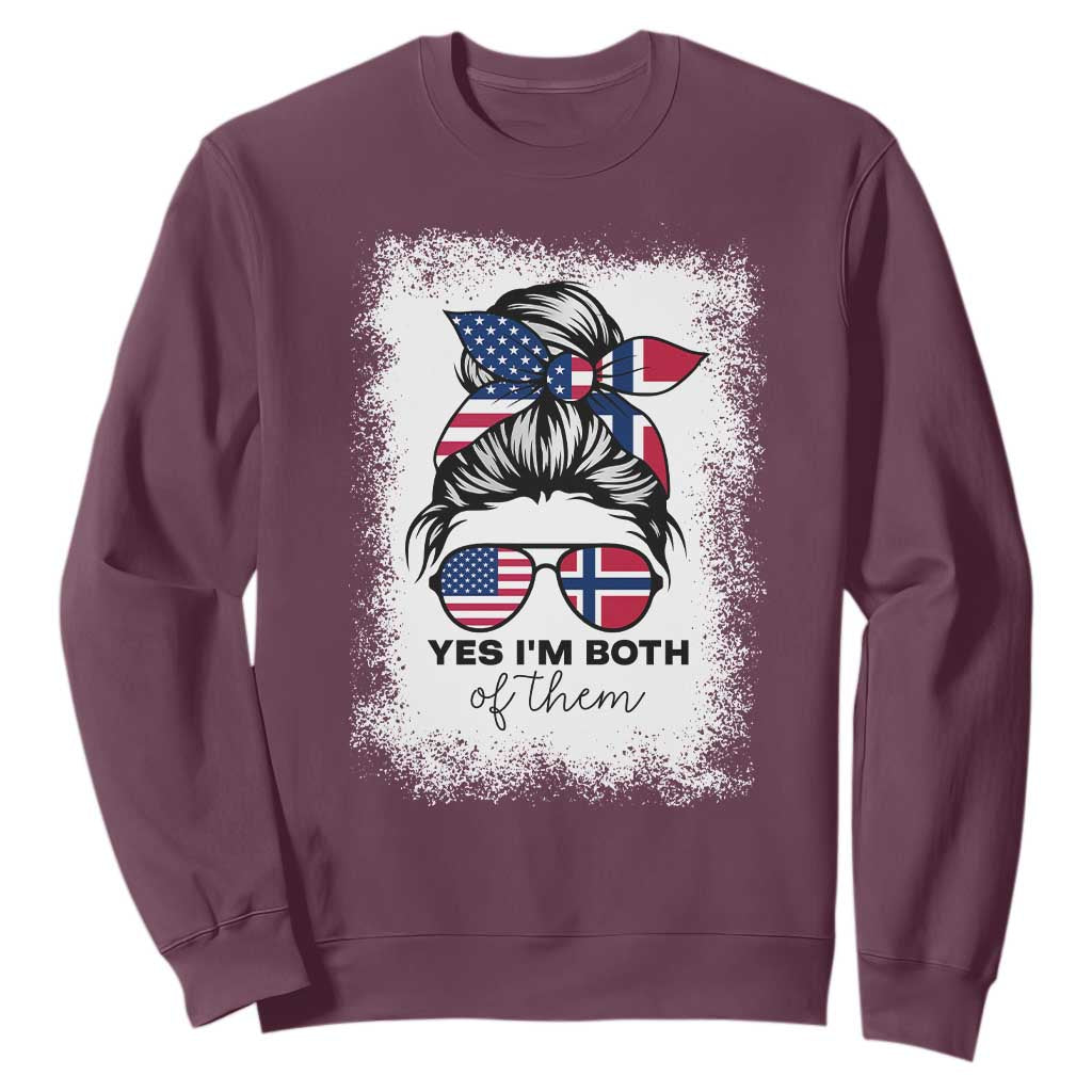 Yes I'm Both of Them Half Norwegian American Sweatshirt TS14 Maroon Print Your Wear