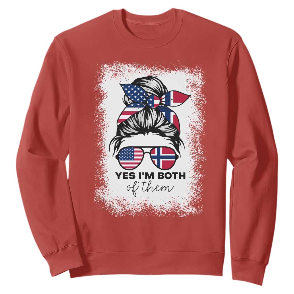 Yes I'm Both of Them Half Norwegian American Sweatshirt TS14 Red Print Your Wear
