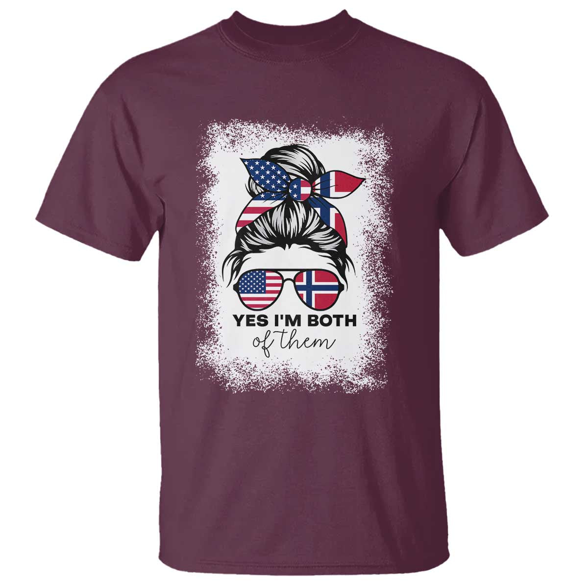 Yes I'm Both of Them Half Norwegian American T Shirt TS14 Maroon Print Your Wear