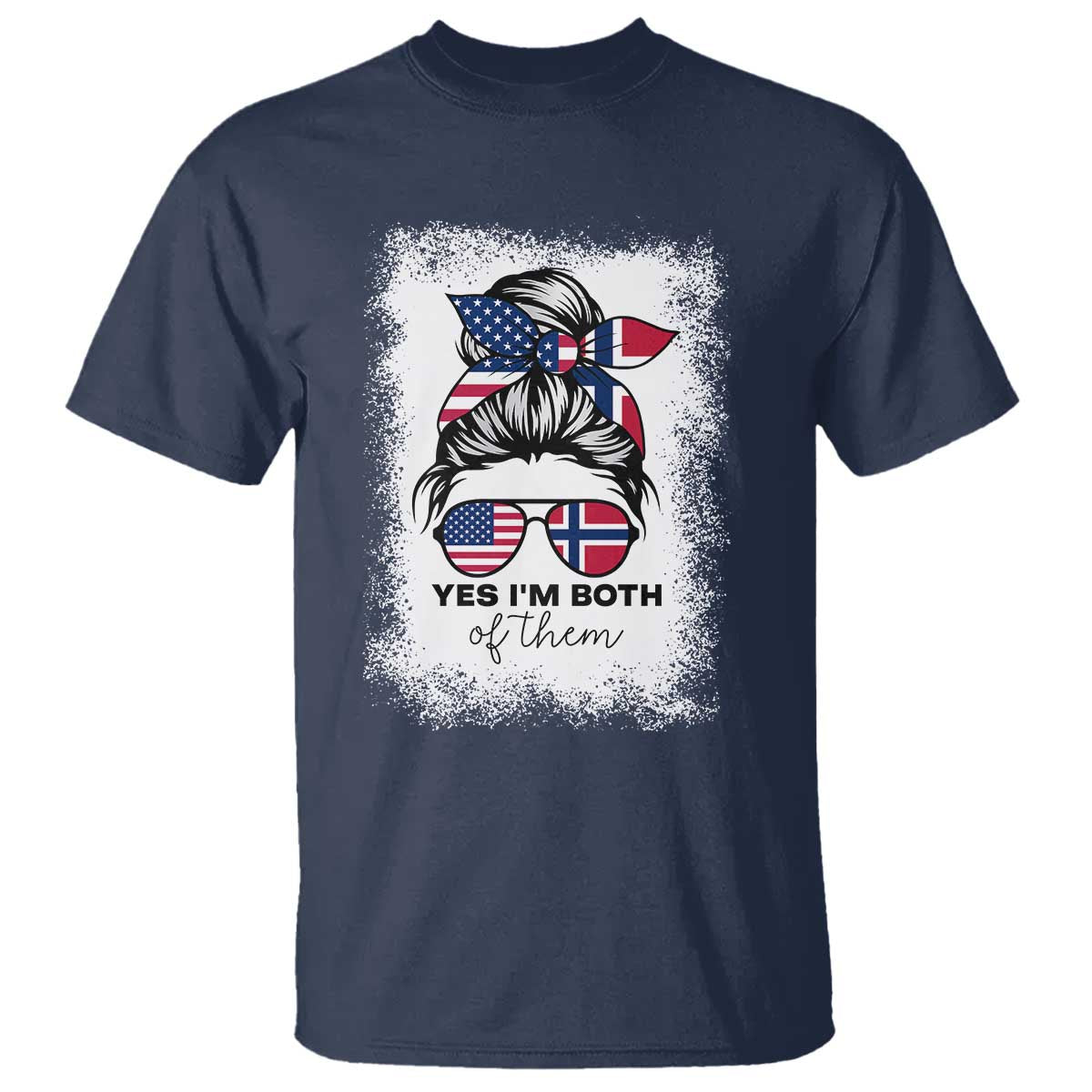 Yes I'm Both of Them Half Norwegian American T Shirt TS14 Navy Print Your Wear