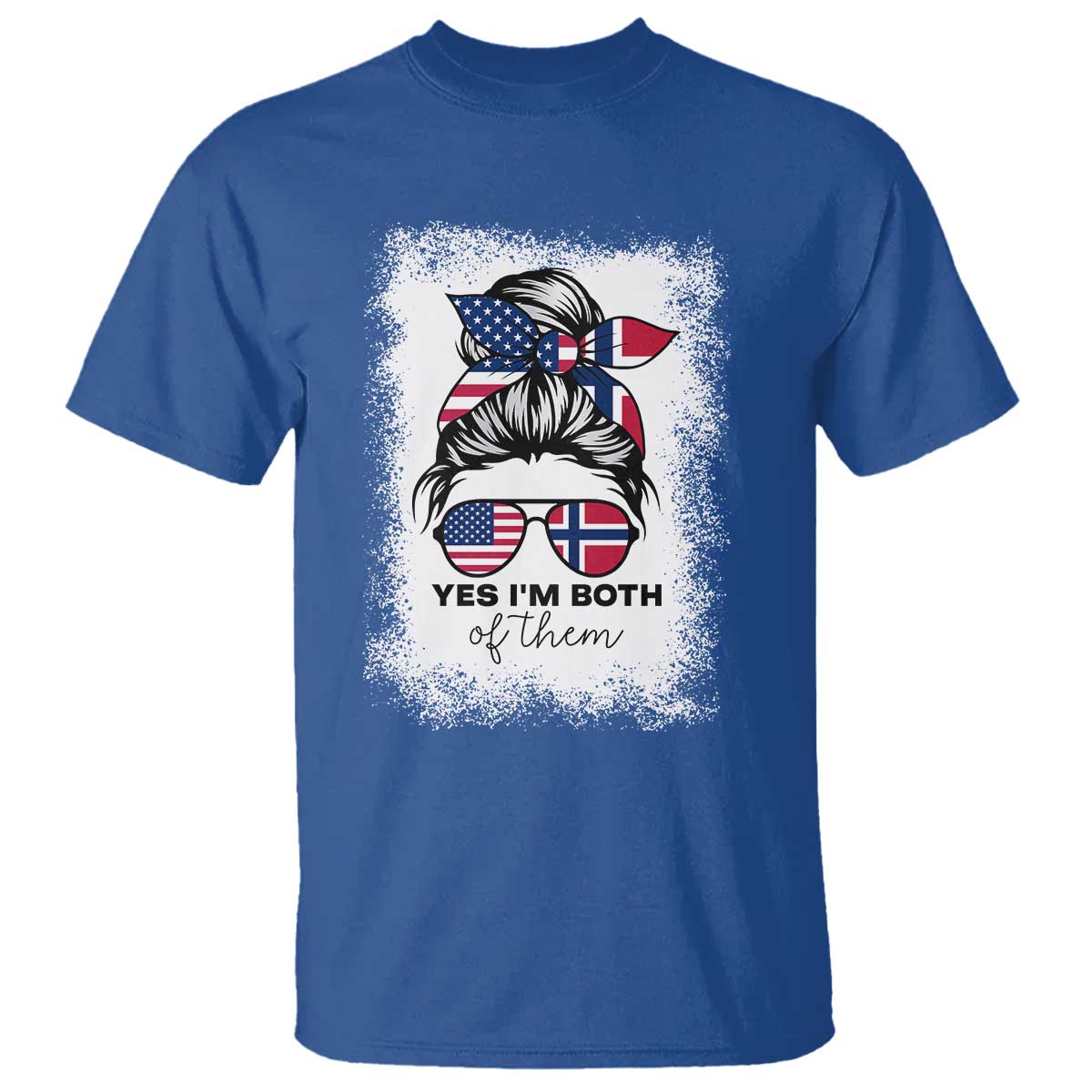 Yes I'm Both of Them Half Norwegian American T Shirt TS14 Royal Blue Print Your Wear